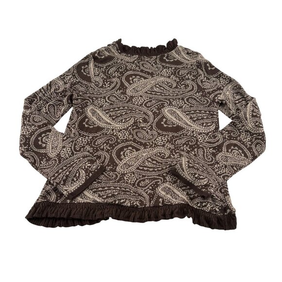 Kim Rogers Womens Petite Paisley Brown Open Cardigan Sweater PS Acrylic - Picture 4 of 4